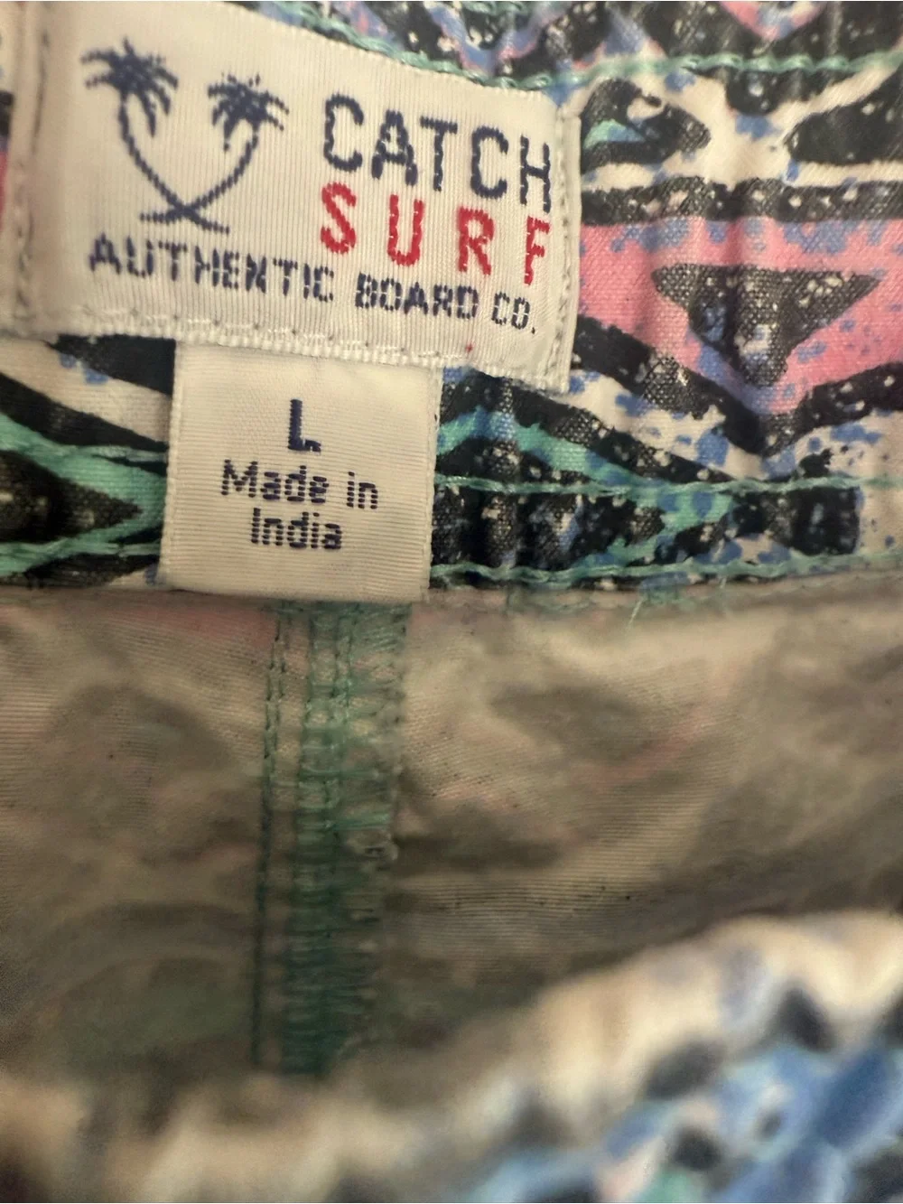 Men's Patterned Long Board Shorts Size L Aztec Print Surf Pants